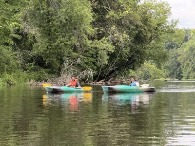 two kayakers
